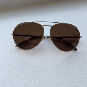 DIFF Oversized Aviator Sunglasses Brown
